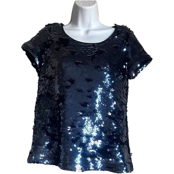 Leifsdottir Anthropologie blue sequin top - Size S - Picture 2 of 7